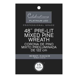 Celebrations Platinum 48 in. D LED Prelit Multicolored Mixed Pine Wreath