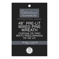 Celebrations Platinum 48 in. D LED Prelit Multicolored Mixed Pine Wreath