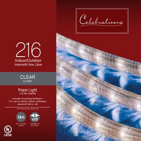 Celebrations Incandescent Mini Clear/Warm White 216 ct Rope Christmas  Lights 18 ft. - Ace Hardware