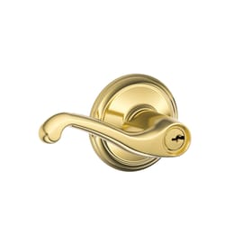 Schlage Flair Bright Brass Entry Lockset 1-3/4 in.