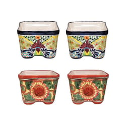 Avera Products Talavera 6 in. H X 8 in. W X 8 in. D Ceramic Cuadrada Planter Multicolored