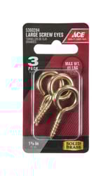 Ace 3/16 in. D X 1-5/8 in. L Polished Brass Screw Eye 45 lb. cap. 3 pk