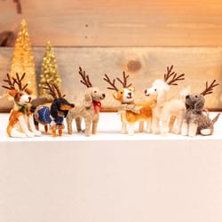 Karma Multicolored Reindeer Dogs Ornament 4.25 in.