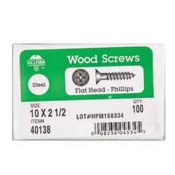 HILLMAN No. 10 X 2-1/2 in. L Phillips Zinc-Plated Coarse Wood Screws 100 pk