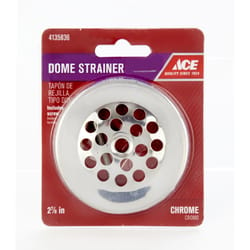 Tub Drain Strainer Domed Hole Pattern 2-7/8 Inch Chrome-Plate Steel