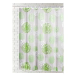 J & M Home Fashions 70 in. H X 72 in. W Green/White Botanical Shower Curtain PVC