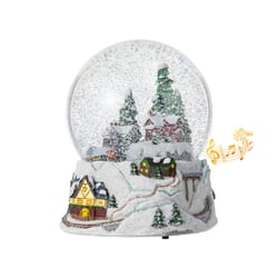 Glitzhome Multicolored 150mm Lighted Musical Waterglobe Snowflakes Village Table Decor 8 in.