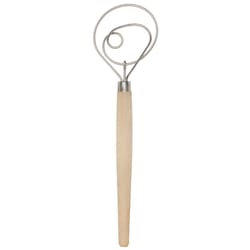 Harold Import Brown/Silver Stainless Steel/Wood Dough Wisk