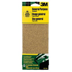 3M 9 in. L X 3-2/3 in. W 60 Grit Aluminum Oxide Sandpaper 6 pk