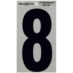 HILLMAN 5 in. Reflective Black Vinyl  Self-Adhesive Number 8 1 pc