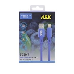 A.S.K Lightning to USB Cable 12 ft. Blue