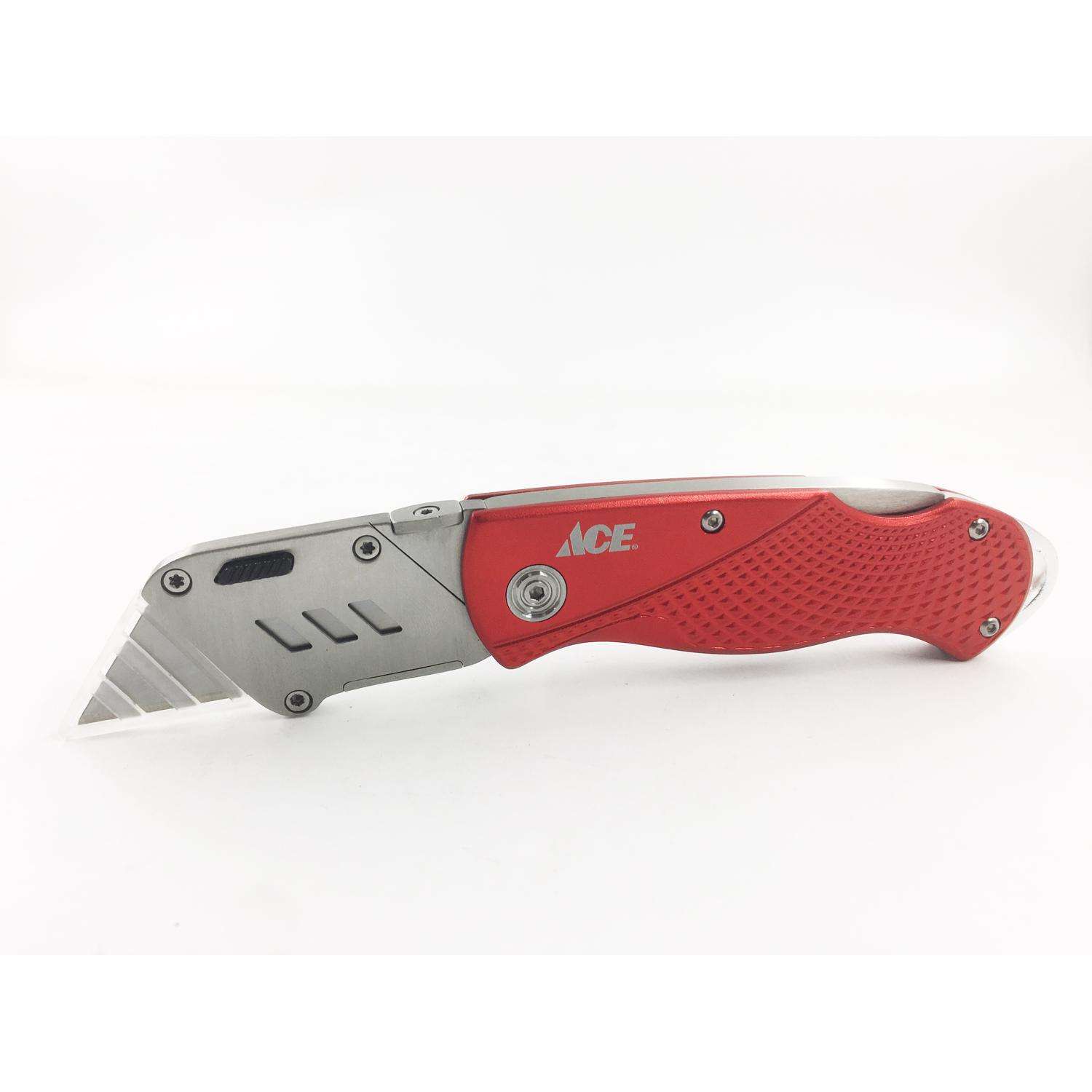 Milwaukee Fastback 6.87 in. Press and Flip Folding Utility Knife Set Red 2  pk - Ace Hardware