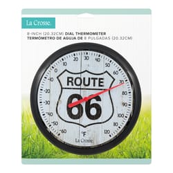 La Crosse Technology Route 66 Dial Thermometer Plastic Black 6.75 in.