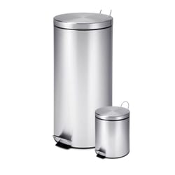 Honey-Can-Do 30 L Silver Stainless Steel Step Trash Can