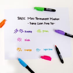 Bazic Products Bright Color Mini Assorted Fine Tip Permanent Marker 5 pk