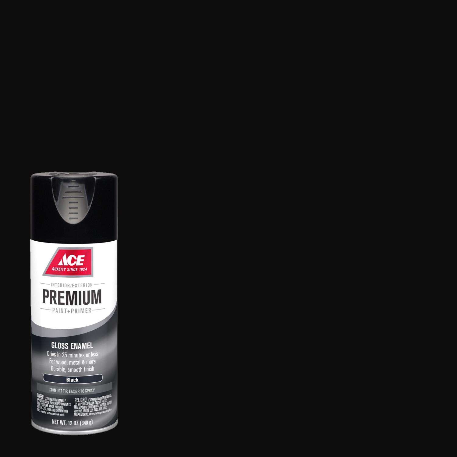 Ace Premium Gloss Black Paint + Primer Enamel Spray 12 oz Ace Hardware