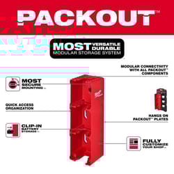 Milwaukee PACKOUT SHOP STORAGE M18 Garage Organizer Battery Rack Black/Red