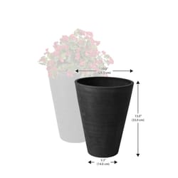 Algreen Products 13 in. H X 10 in. D Plastic Taper Spun Planter Black