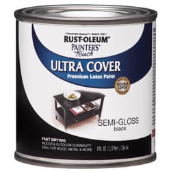 Rust-Oleum Painters Touch Semi-Gloss Black Water-Based Ultra Cover Paint Exterior and Interior 0.5 p
