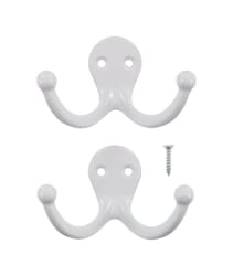 Amerock 2-3/4 in. L Silver Zinc Small Double Prong Hook 1 pk Amerock 2-3/4 in. L Silver Zinc Small Double Prong Hook 1 pk