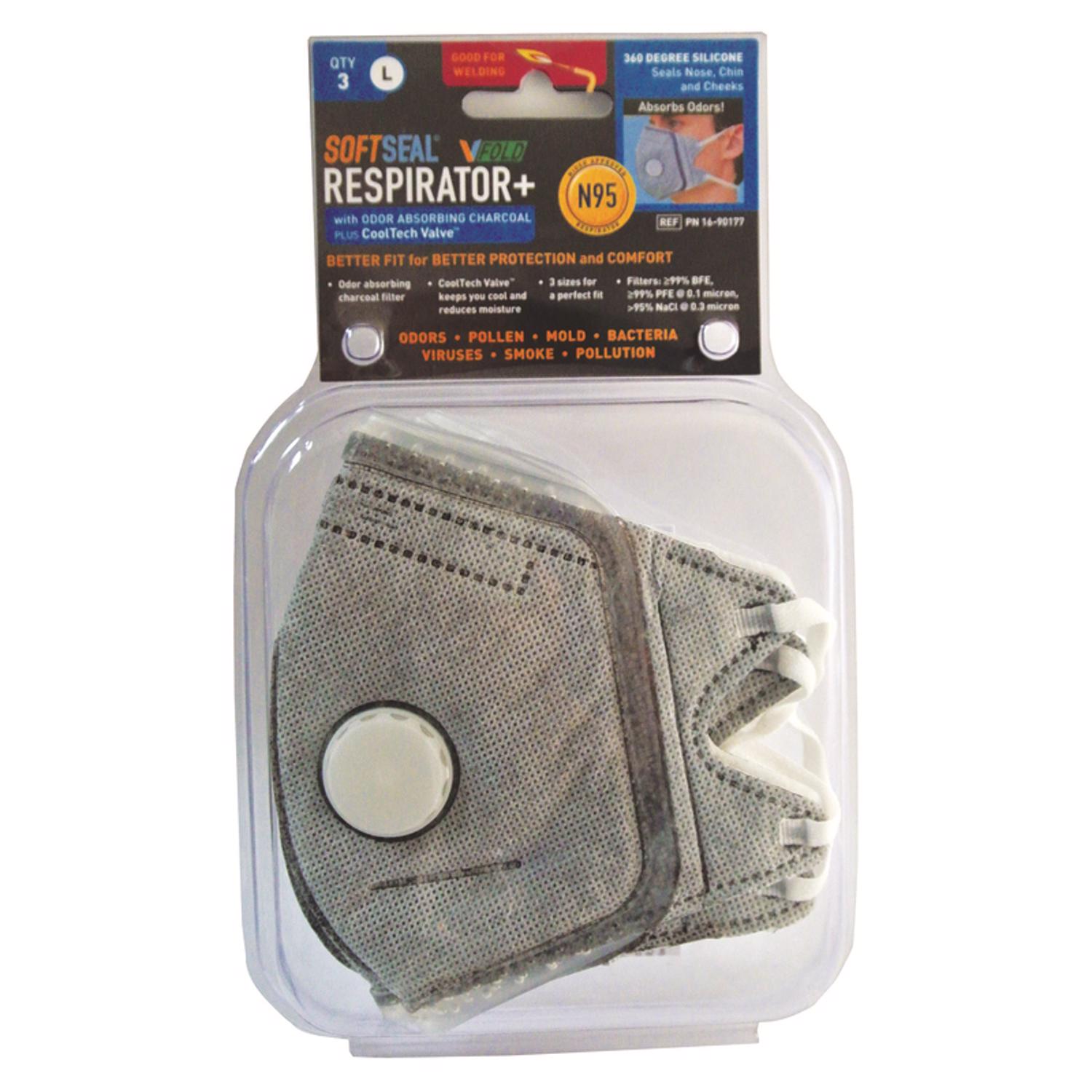 SoftSeal N95 Paint Odor V-Fold Silicone Seal Respirator Mask Valved ...