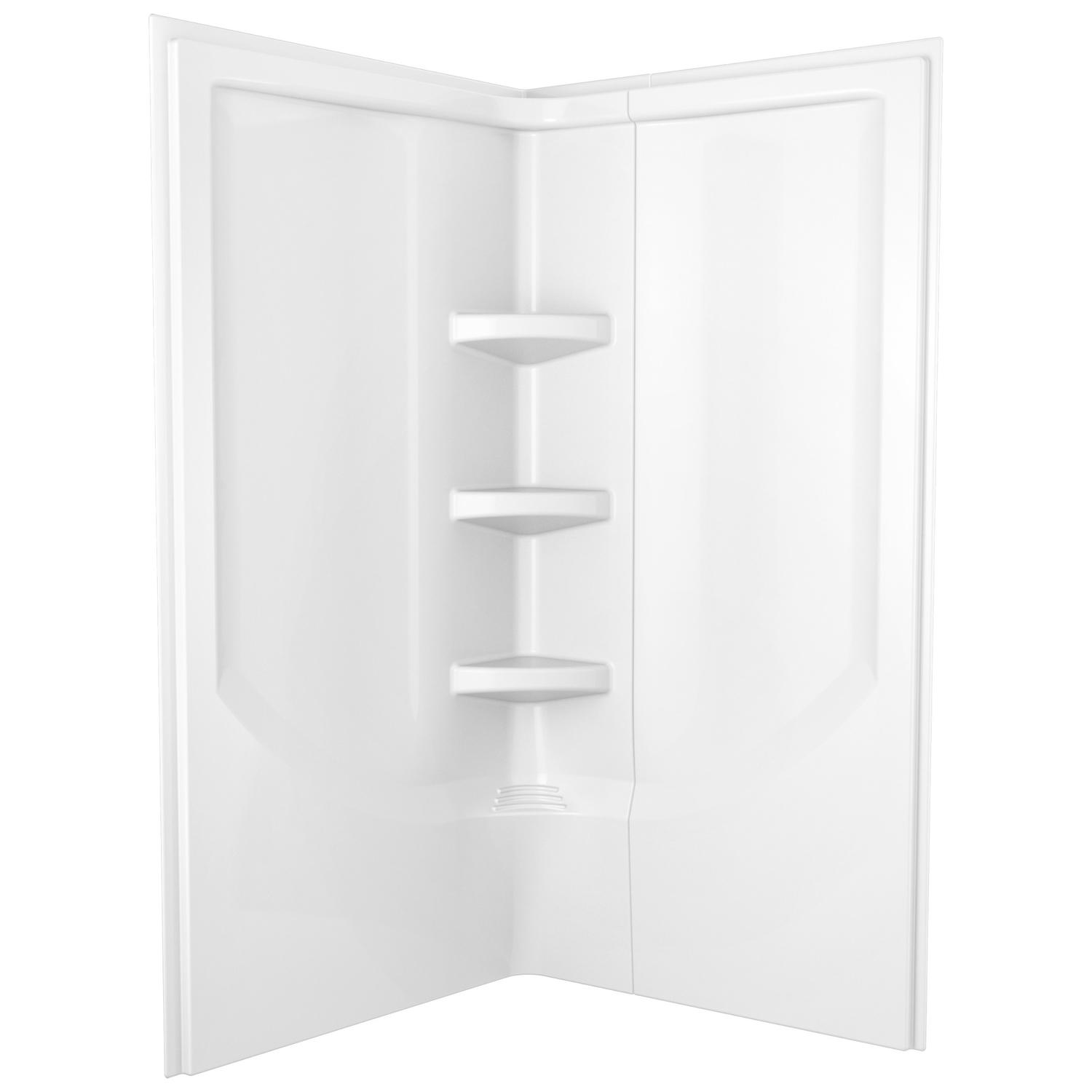 Delta 38 in. x 73.88 in. 2-Piece Direct-to-Stud Corner Wall Surround in White