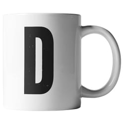 El Arroyo 12 oz Black/White BPA Free Marquee Letter D Mug