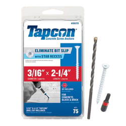 Tapcon 3/16 in. in. X 2-1/4 in. L Star Flat Head High/Low Concrete Screws