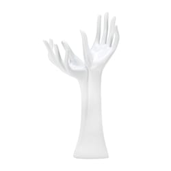 Breezy Couture 12.375 in. H X 3.75 in. W X 7 in. L White Open Hand Poly Resin Jewelry Holder