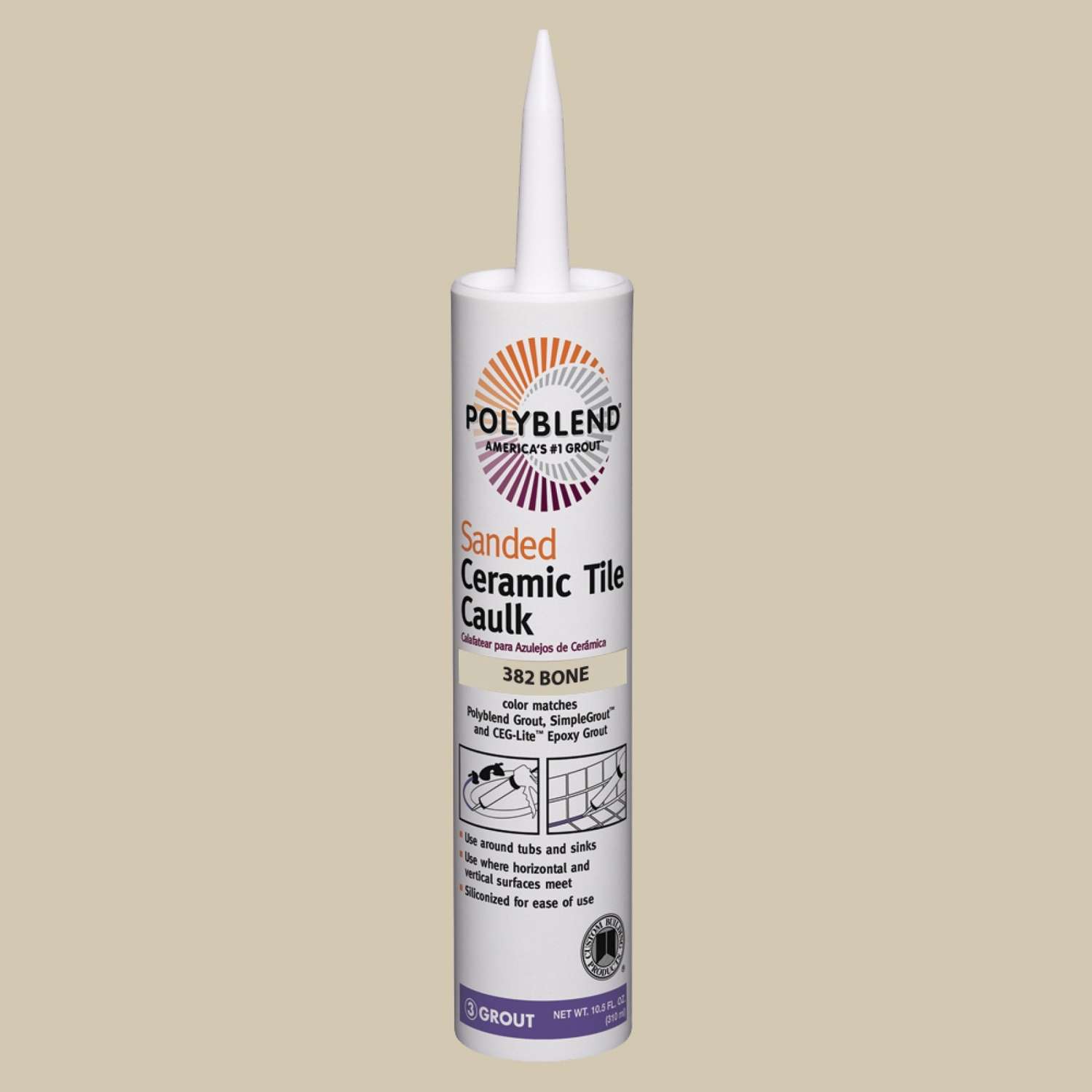 Custom Building Products Polyblend Bone Siliconized Acrylic Tile Caulk