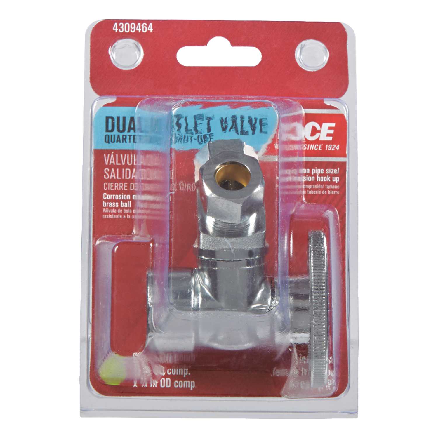 Ace FIP Compression Brass Dual ShutOff Valve Ace Hardware