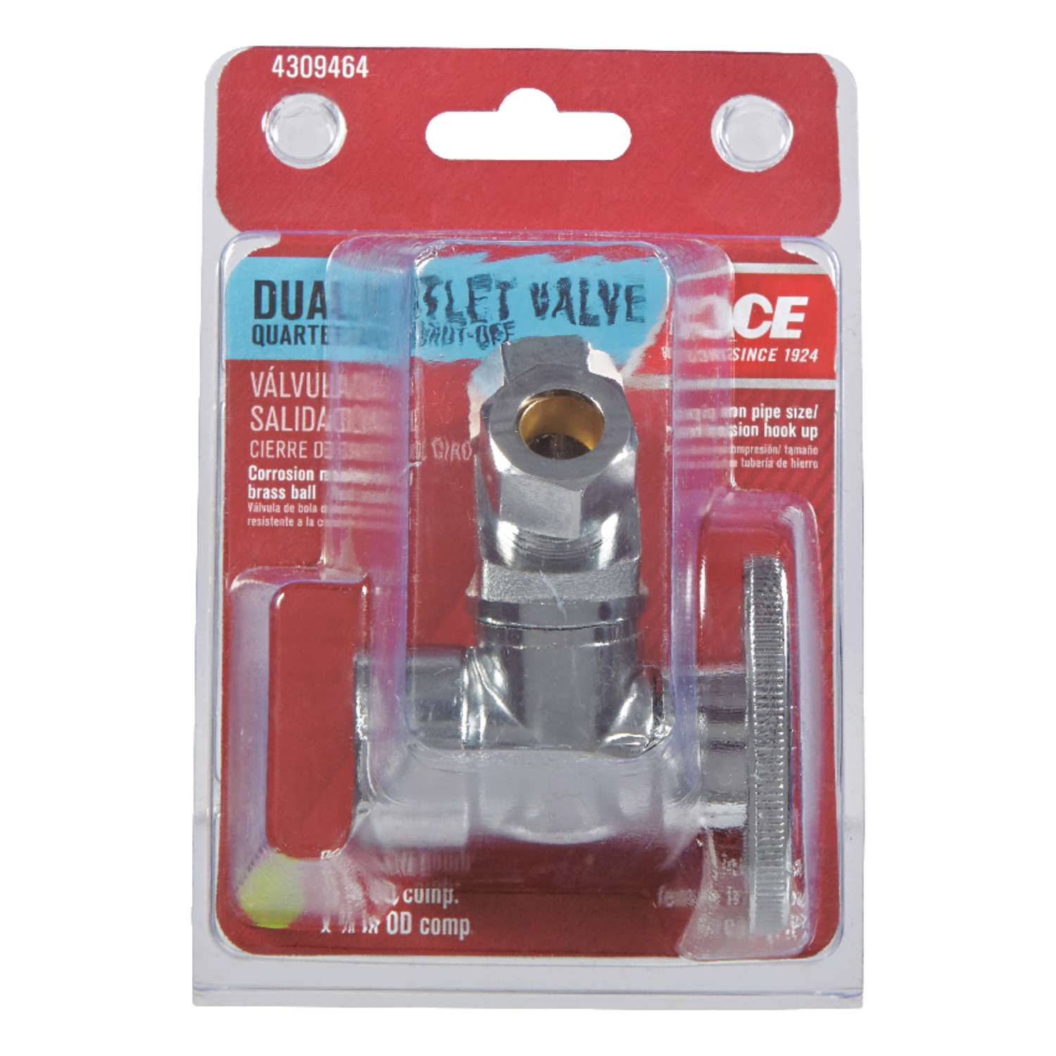 Ace FIP Compression Brass Dual ShutOff Valve Ace Hardware
