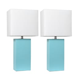 All The Rages Elegant Designs 21 in. Leather Blue/White Table Lamp