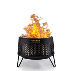 TIKI 25.5 in. W Metal Round Wood Fire Pit