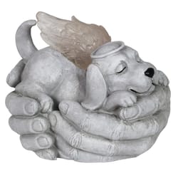 Exhart Gray Resin 6.13 in. H Cradled Angel Dog Memorial Statue