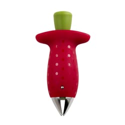 Vibe Green/Red Plastic/Stainless Steel Strawberry Stem Remover