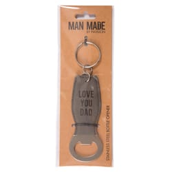 Pavilion Man Made Gray Stainless Steel Manual Love You Dad Keychain Bottle Opener