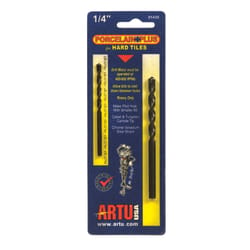 ARTU Porcelain Plus 1/4 in. X 4-1/8 in. L Tungsten Carbide Tipped Glass and Tile Bit Set Straight Sh