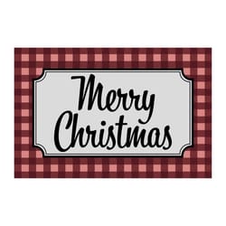 Sports Licensing Solutions 20 in. W X 30 in. L Red Christmas Plaid Nylon Door Mat