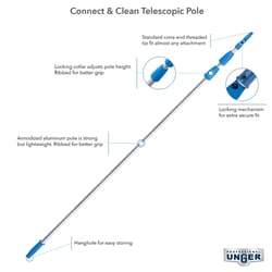 Unger Connect & Clean Telescoping 20 ft. L X 1 in. D Aluminum Extension Pole Silver/Blue