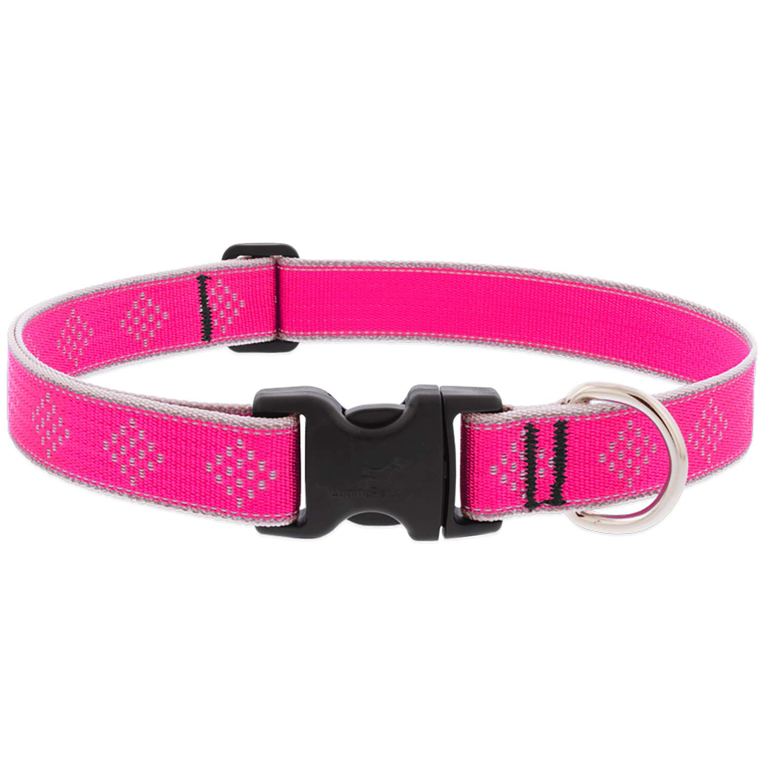 Lupine Pet Reflective Pink Diamond Nylon Dog Adjustable Collar Ace