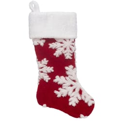 Dyno Red/White Snowflake Jacquard Christmas Stocking 20 in.