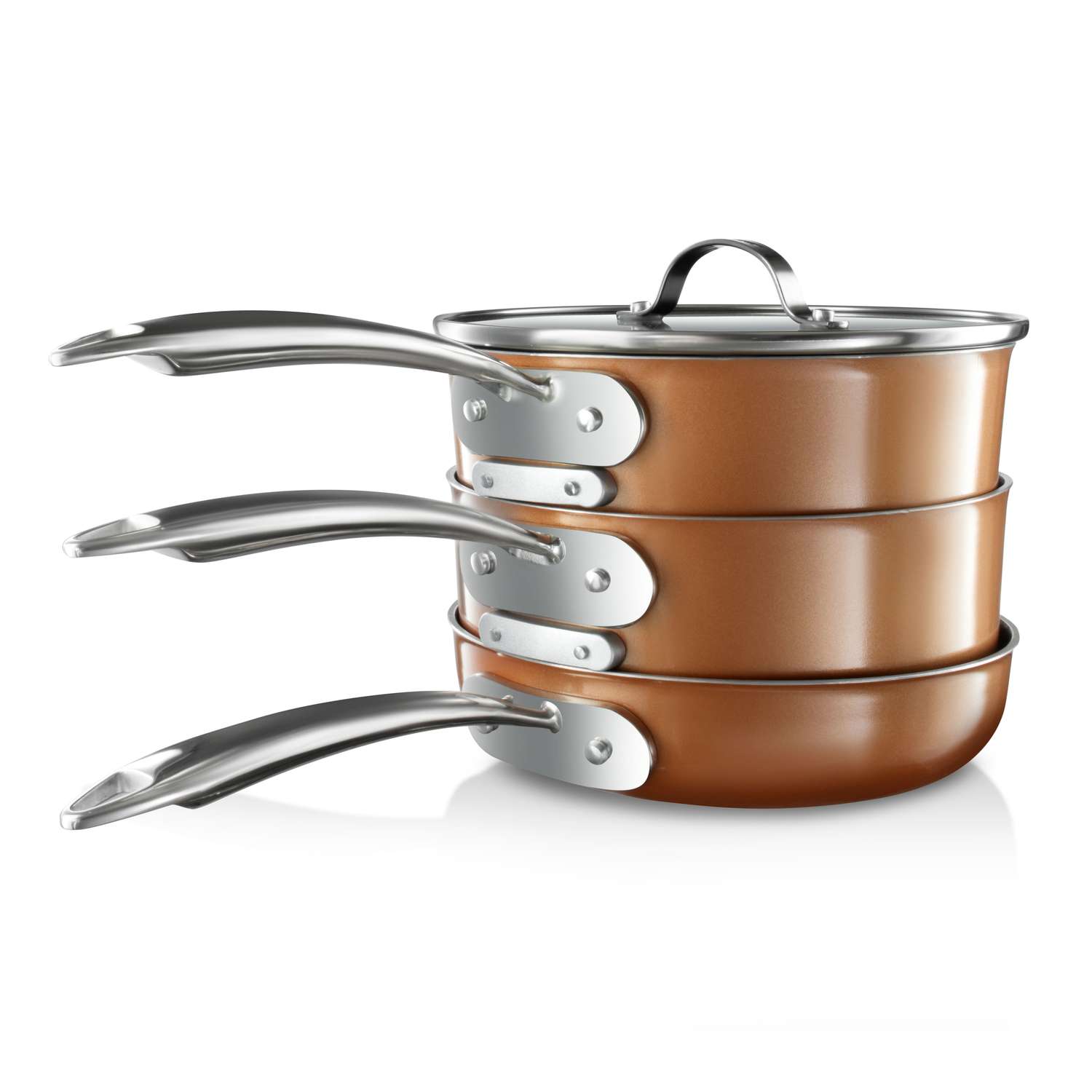 Gotham Steel Stackmaster 10-Piece Stackable Cookware Set with Fry Bask