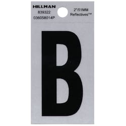 HILLMAN 2 in. Reflective Black Vinyl  Self-Adhesive Letter B 1 pc