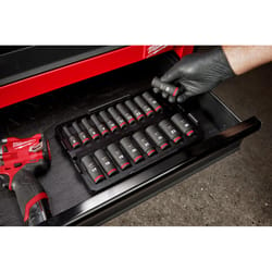 Milwaukee Shockwave 3/8 in. drive Metric 6 Point Impact Rated Socket Set 19 pc