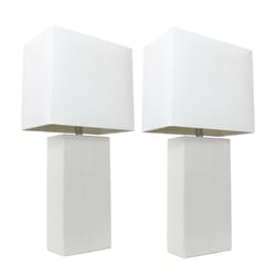 All The Rages Elegant Designs 21 in. Leather White Table Lamp