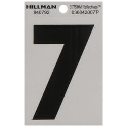 HILLMAN 3 in. Reflective Black Vinyl Self-Adhesive Number 7 1 pc