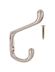 Ace 1-3/4 in. L Chrome Silver Metal Small Double Garment Hook 2 pk - Ace  Hardware