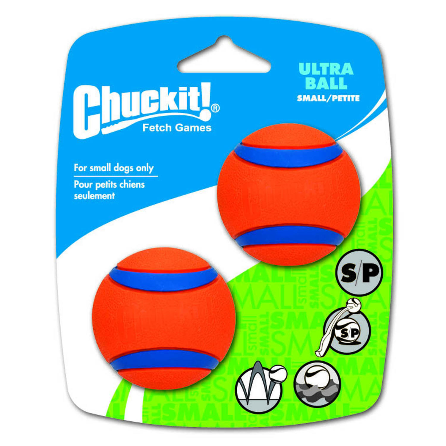 Chuckit! Blue/Orange Rubber Fetch Ball Dog Toy Small 2 pk