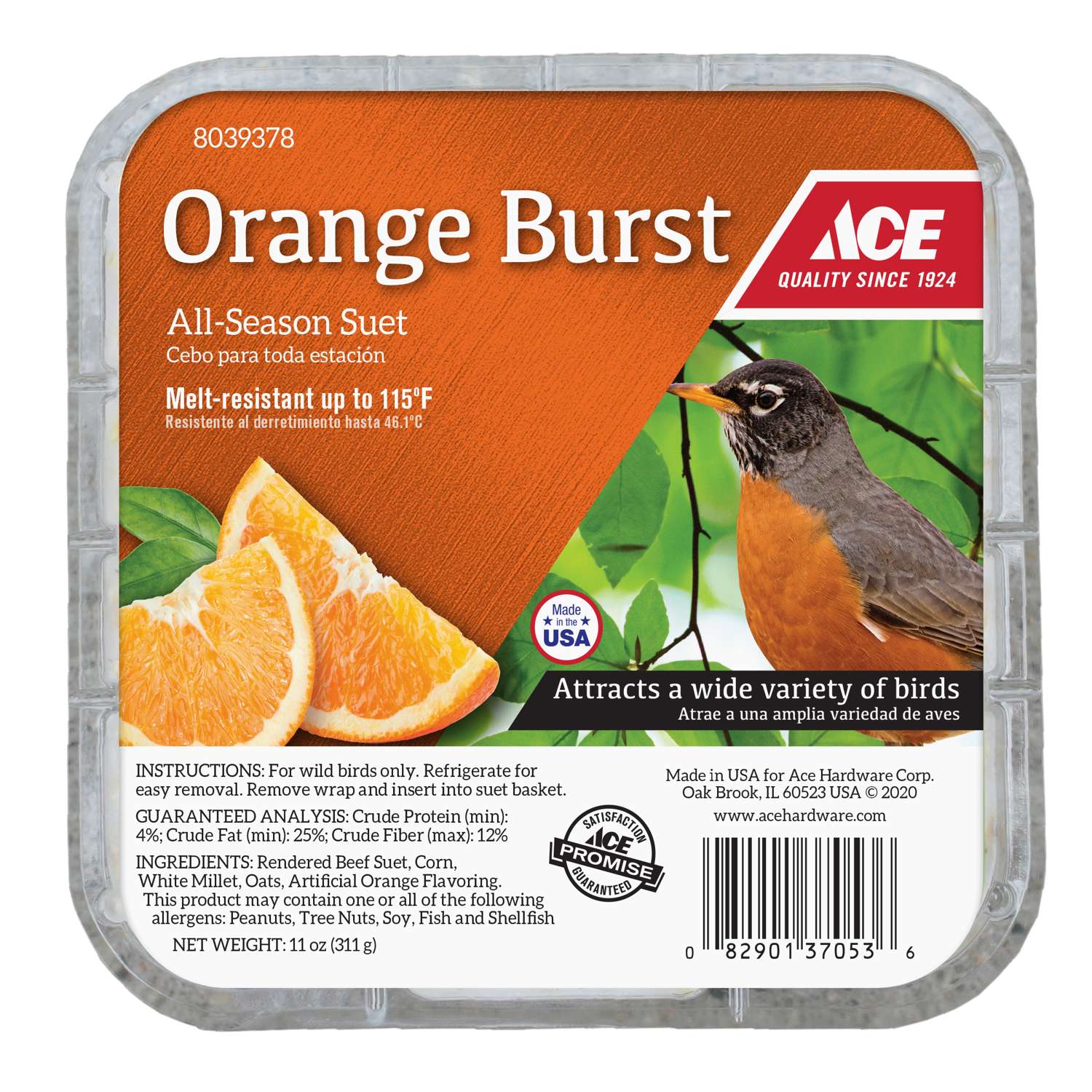 Ace Orange Burst Assorted Species Beef Suet 11 oz Ace Hardware
